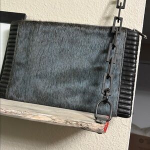 Reece Hudson Black Haircalf Zip Clutch